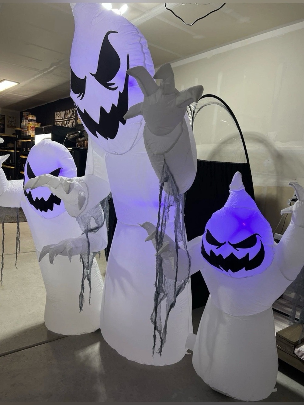 Halloween Giant Ghost Inflatable 8ft Ghost Trio LED Lights Home Accents Holiday